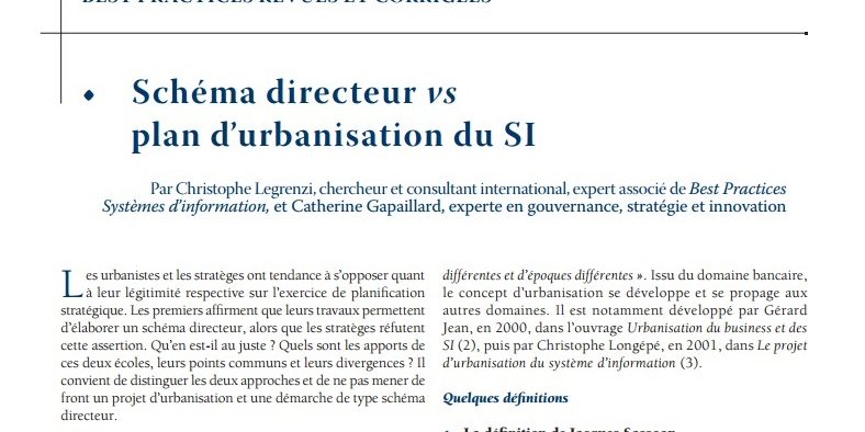 SD vs plan urb Schéma Directeur VS Plan d'urbanisation du SI