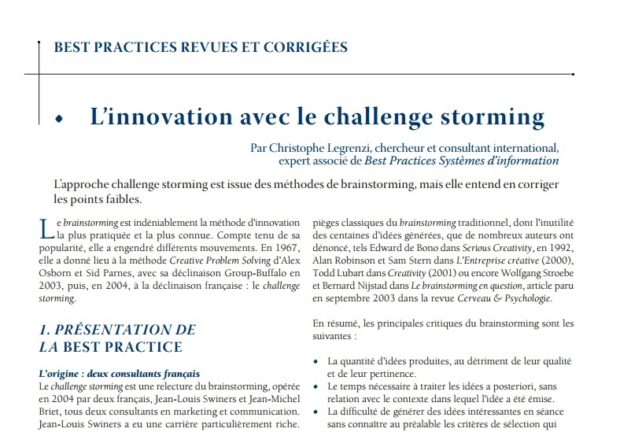 article best pactice Challenge Storming