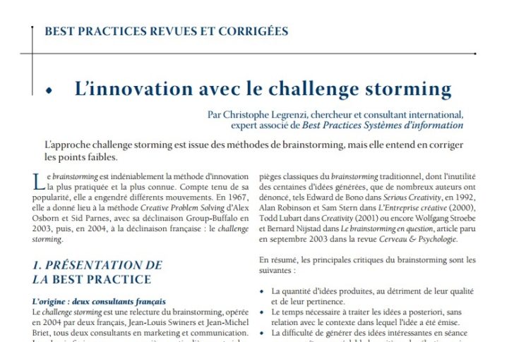 article best pactice Challenge Storming