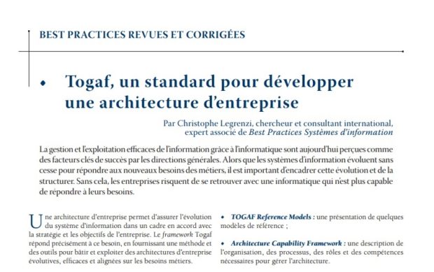 togaf Le framework TOGAF