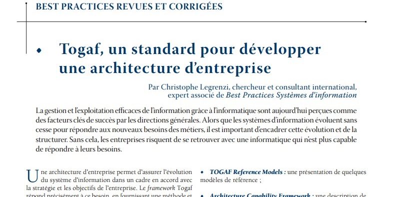 togaf Le framework TOGAF